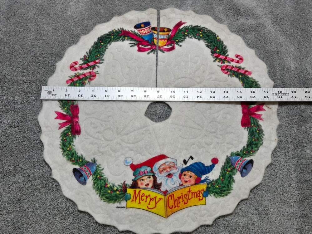 Rennoc Christmas Tree Skirt Size 18" Santa Elves Merry Christmas